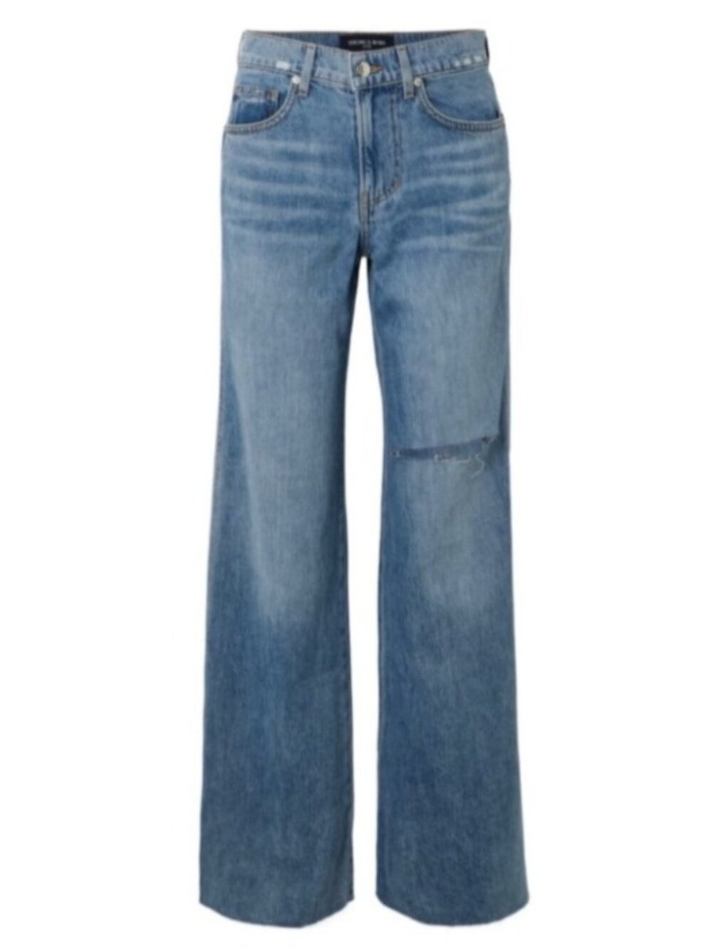 NEW Veronica Beard Kasey Mid-Rise Wide Leg w/ Raw Jeans Bright Lakeshore 29